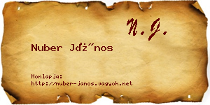 Nuber János névjegykártya
